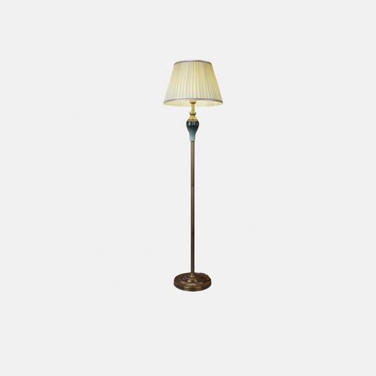 Vintage Stehleuchte Beige Metall Stoff Zylindrisch Wohnzimmer