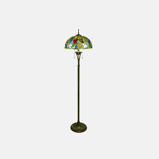 Vintage Stehlampe Grün Metall Glas Esszimmer