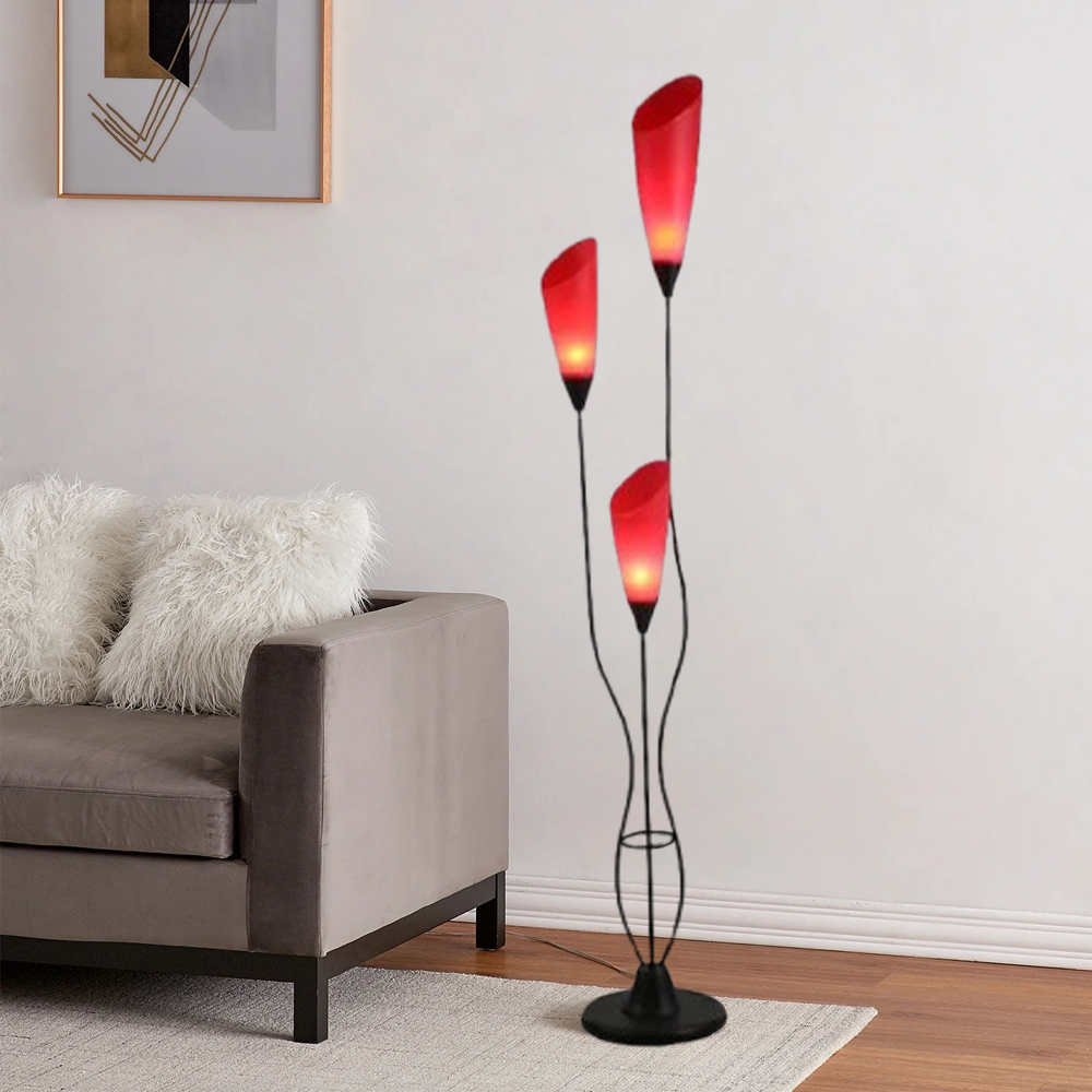Art Deco Stehleuchte LED Linear Rot Metall Wohnzimmer