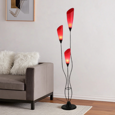 Art Deco Stehleuchte LED Linear Rot Metall Wohnzimmer