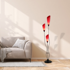 Art Deco Stehleuchte LED Linear Rot Metall Wohnzimmer
