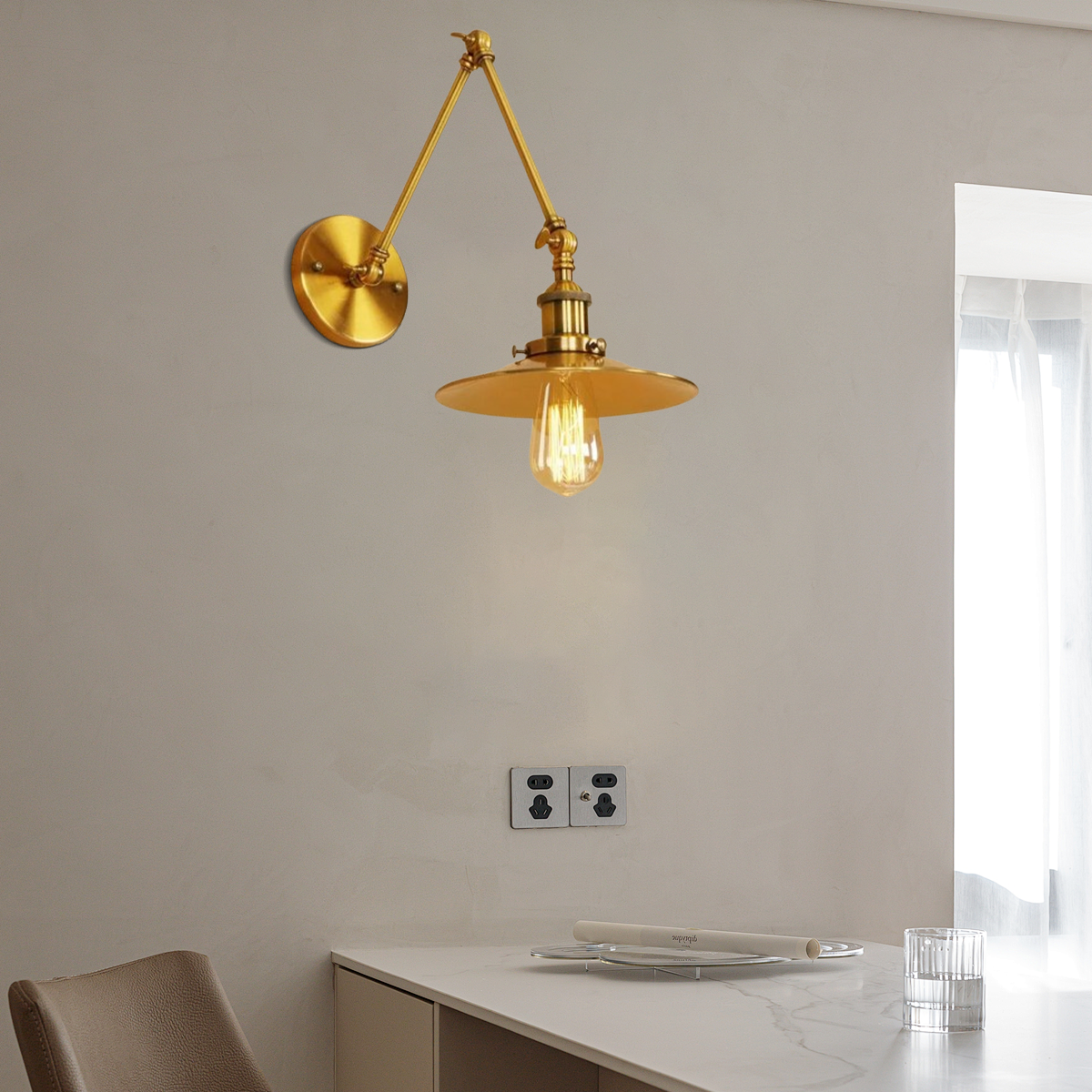Vintage Wandleuchte LED Metall Messing Schlaf/Wohnzimmer