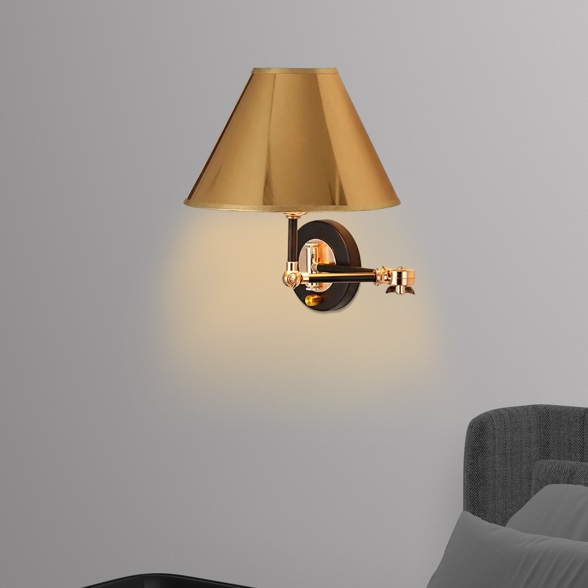 Vintage Wandleuchte LED Kegelförmig Verstellbare Metall Gold Schlafzimmer