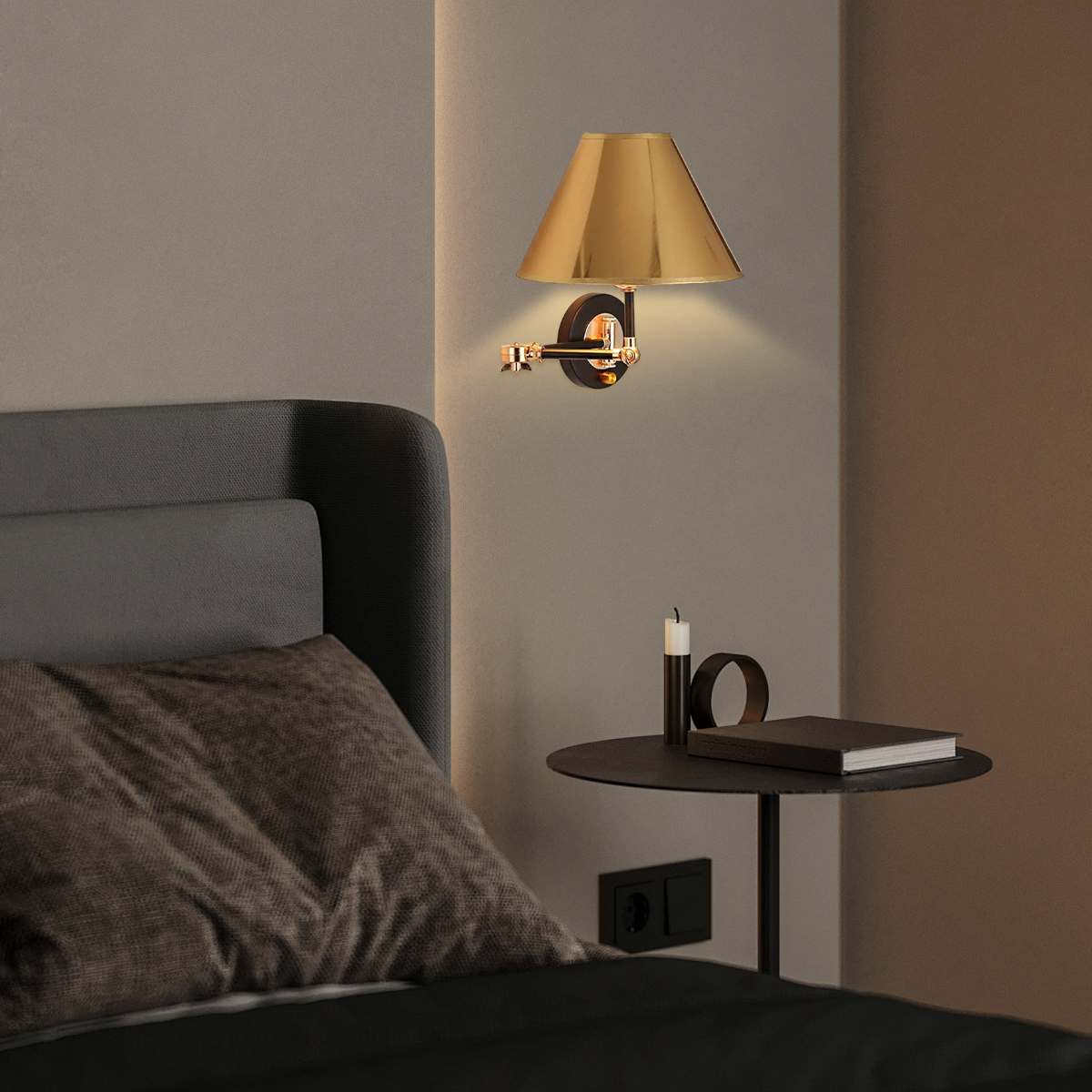 Vintage Wandleuchte LED Kegelförmig Verstellbare Metall Gold Schlafzimmer