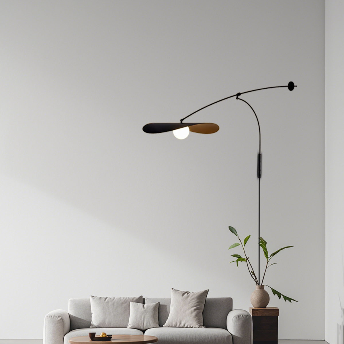 Art Deco Wandlampe LED Bogen Metall Schwarz Wohnzimmer
