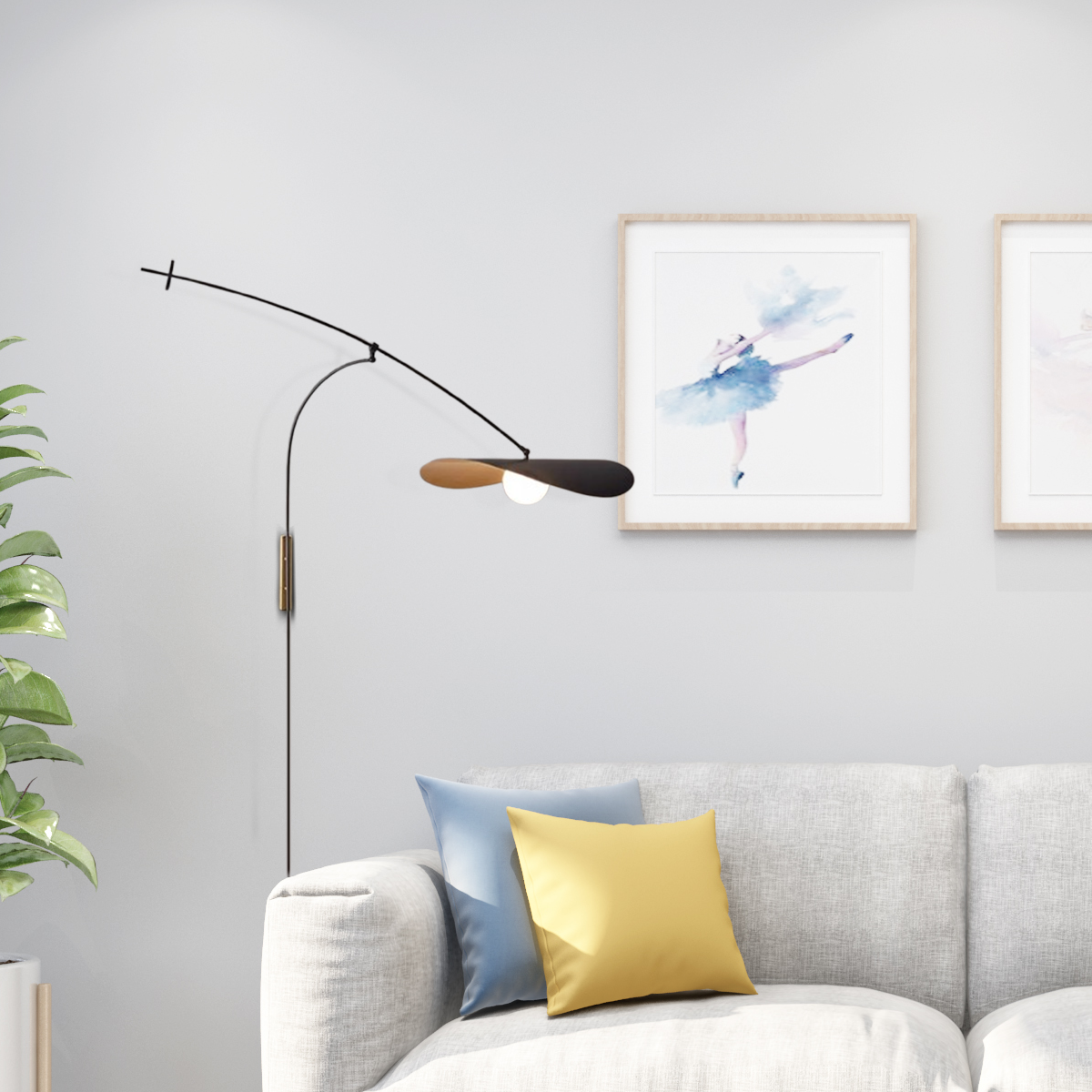 Art Deco Wandlampe LED Bogen Metall Schwarz Wohnzimmer
