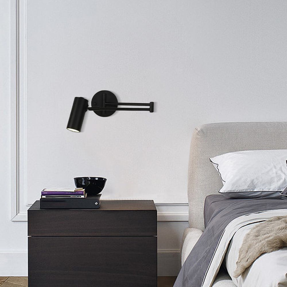 Modern Wandleuchte LED Metall Zylindrisch Schwarz Schlafzimmer