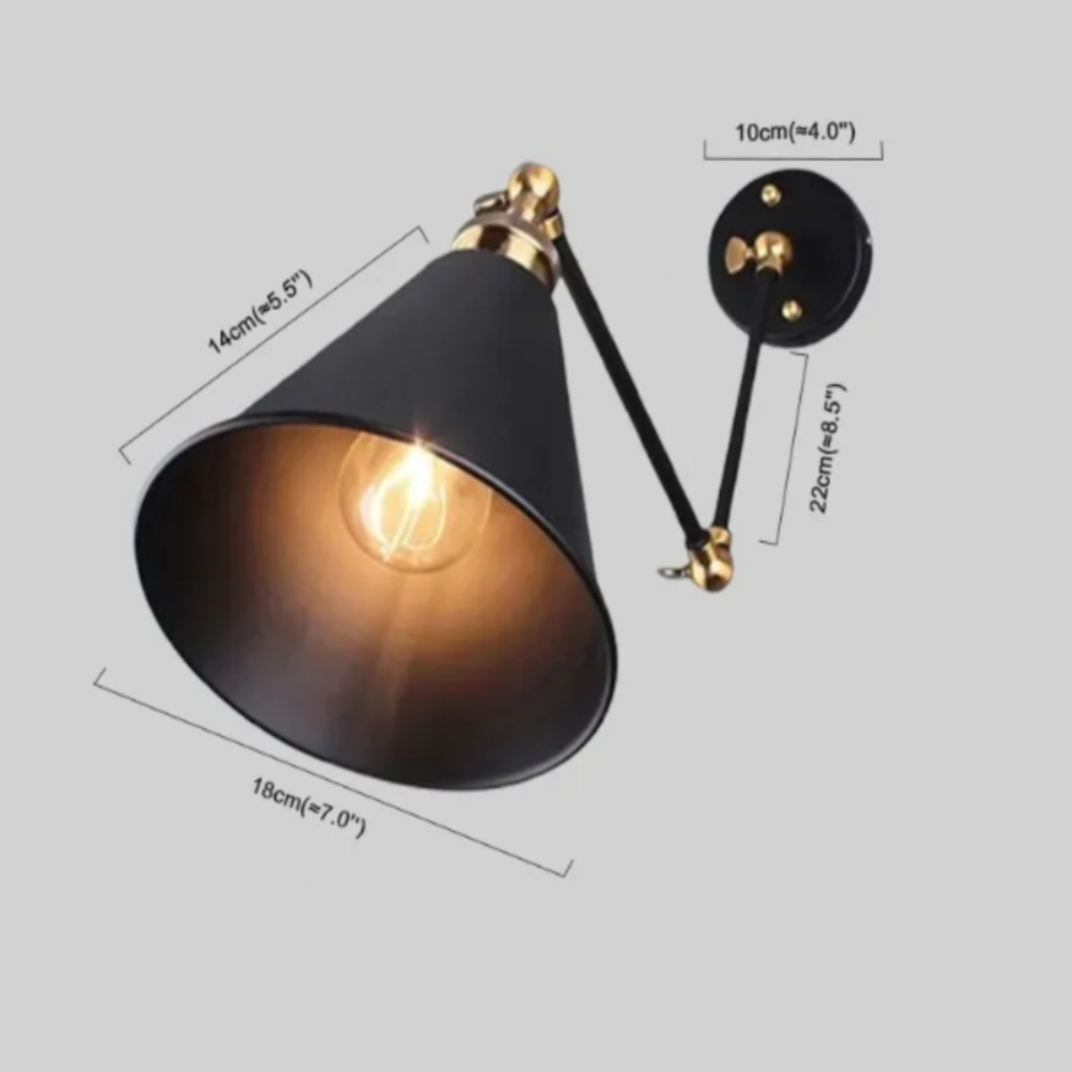 Industriell Wandleuchte Metall Schwarz/Klar Esszimmer