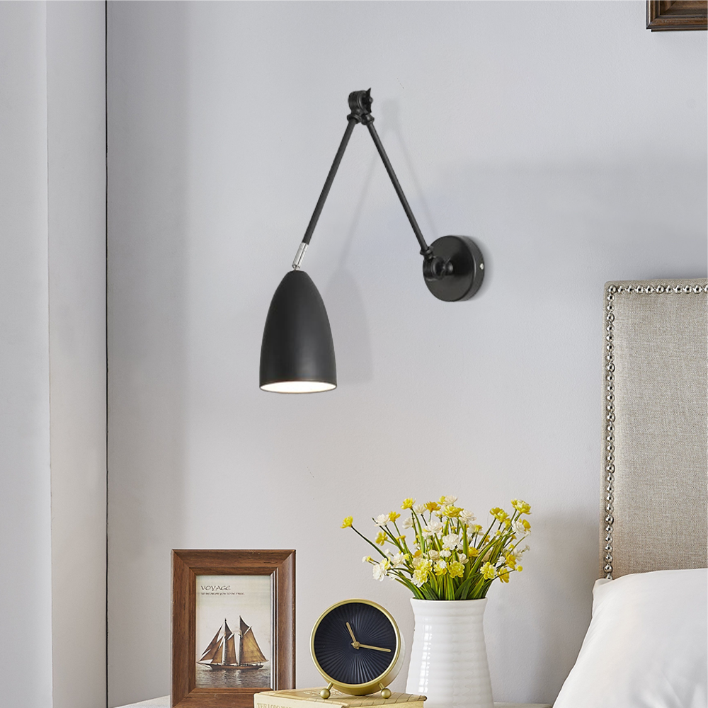  Industriestil Wandleuchte LED Verstellbar Metall Schwarz Wohnzimmer