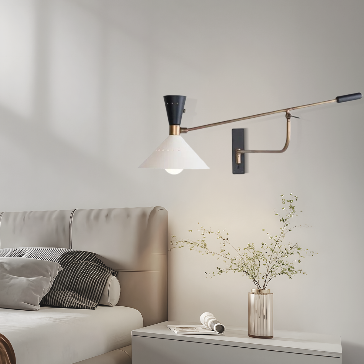 Nordic Wandleuchte LED Verstellbar  Weiß Metall Schlafzimmer