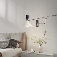 Nordic Wandleuchte LED Verstellbar  Weiß Metall Schlafzimmer