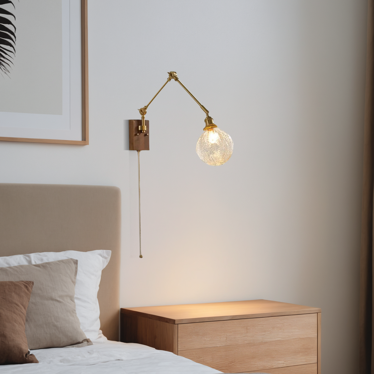 Vintage Wandlampe LED Geometrisch Gold Holz Wohnzimmer