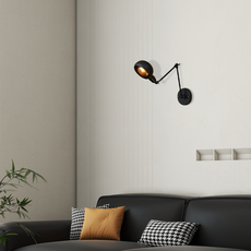Industriell Wandleuchte LED Metall Kuppel Schwarz Wohnzimmer