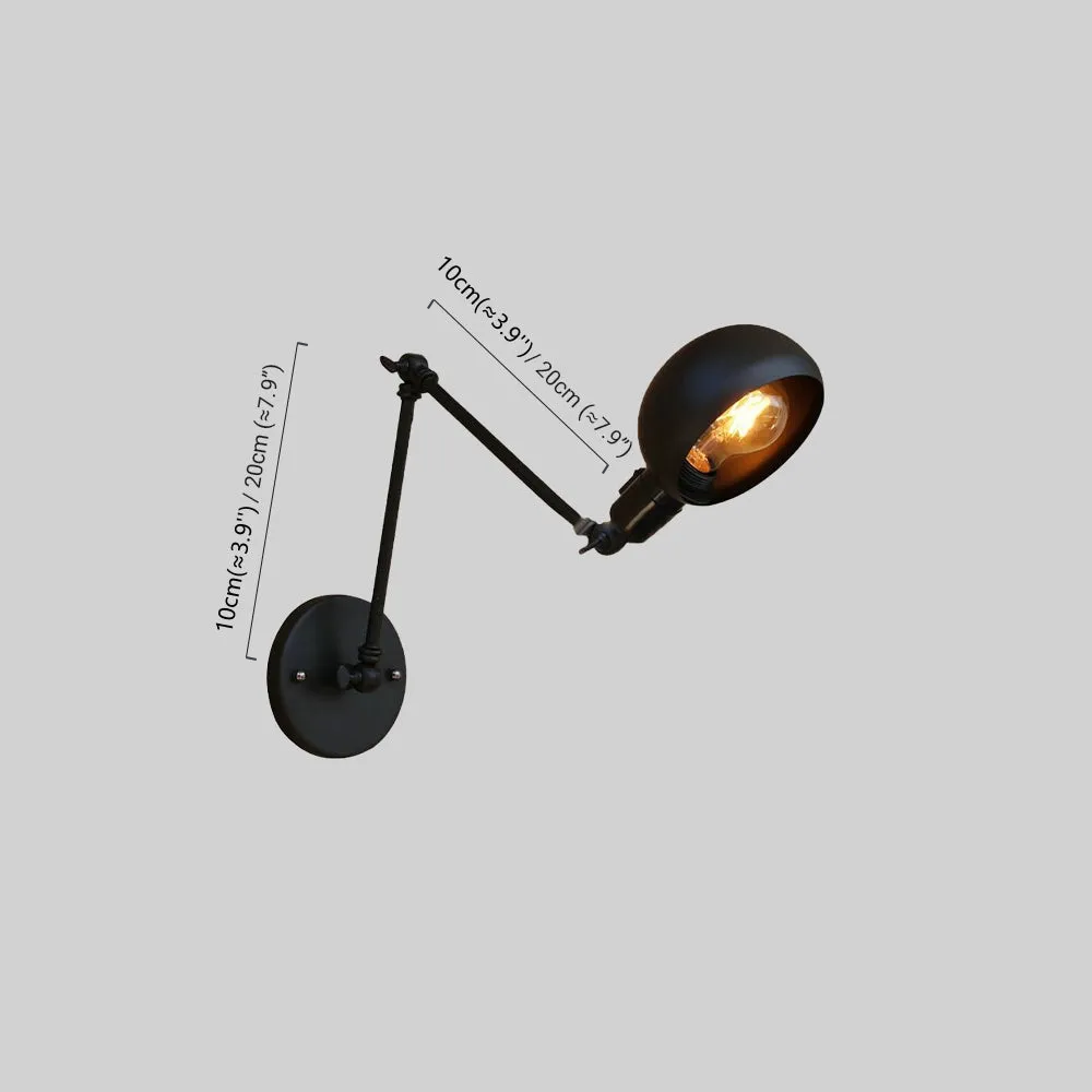 Industriell Wandleuchte LED Metall Kuppel Schwarz Wohnzimmer