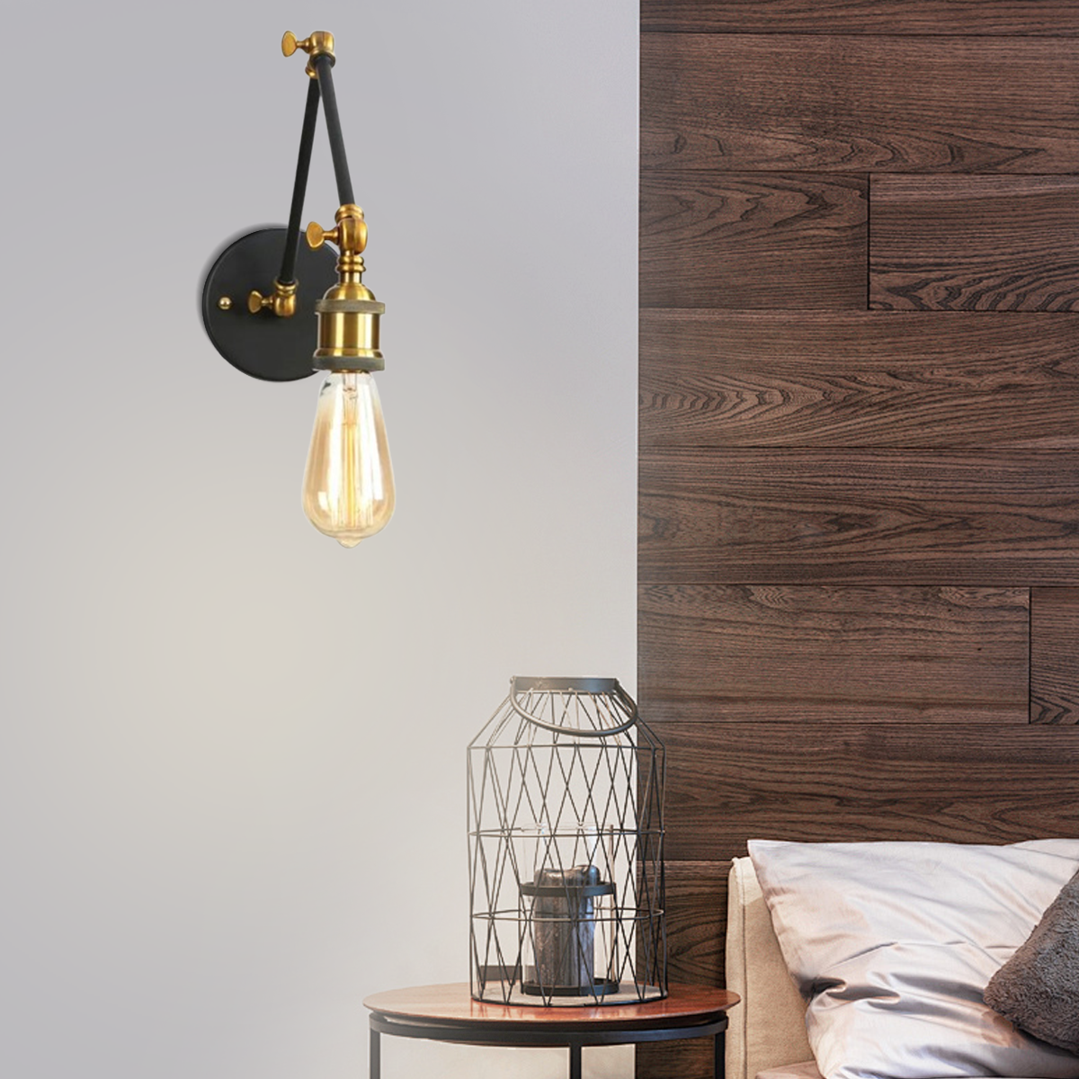 Vintage Wandleuchte LED Metall Schwarz Wohnzimmer
