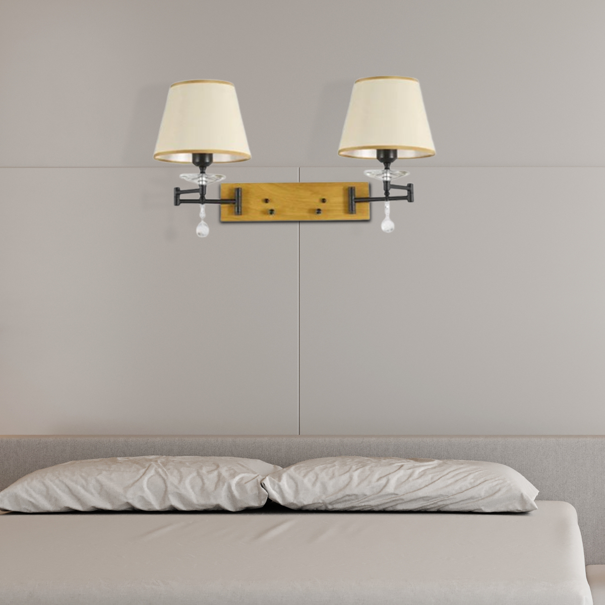 Modern Wandlampe LED Trapezförmig Holzfarbe Metall Schlafzimmer