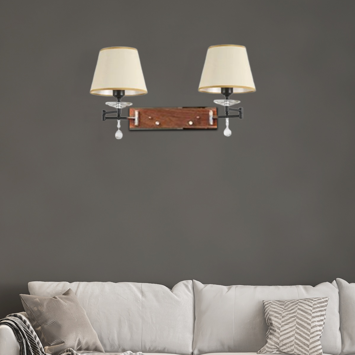 Modern Wandlampe LED Trapezförmig Holzfarbe Metall Schlafzimmer