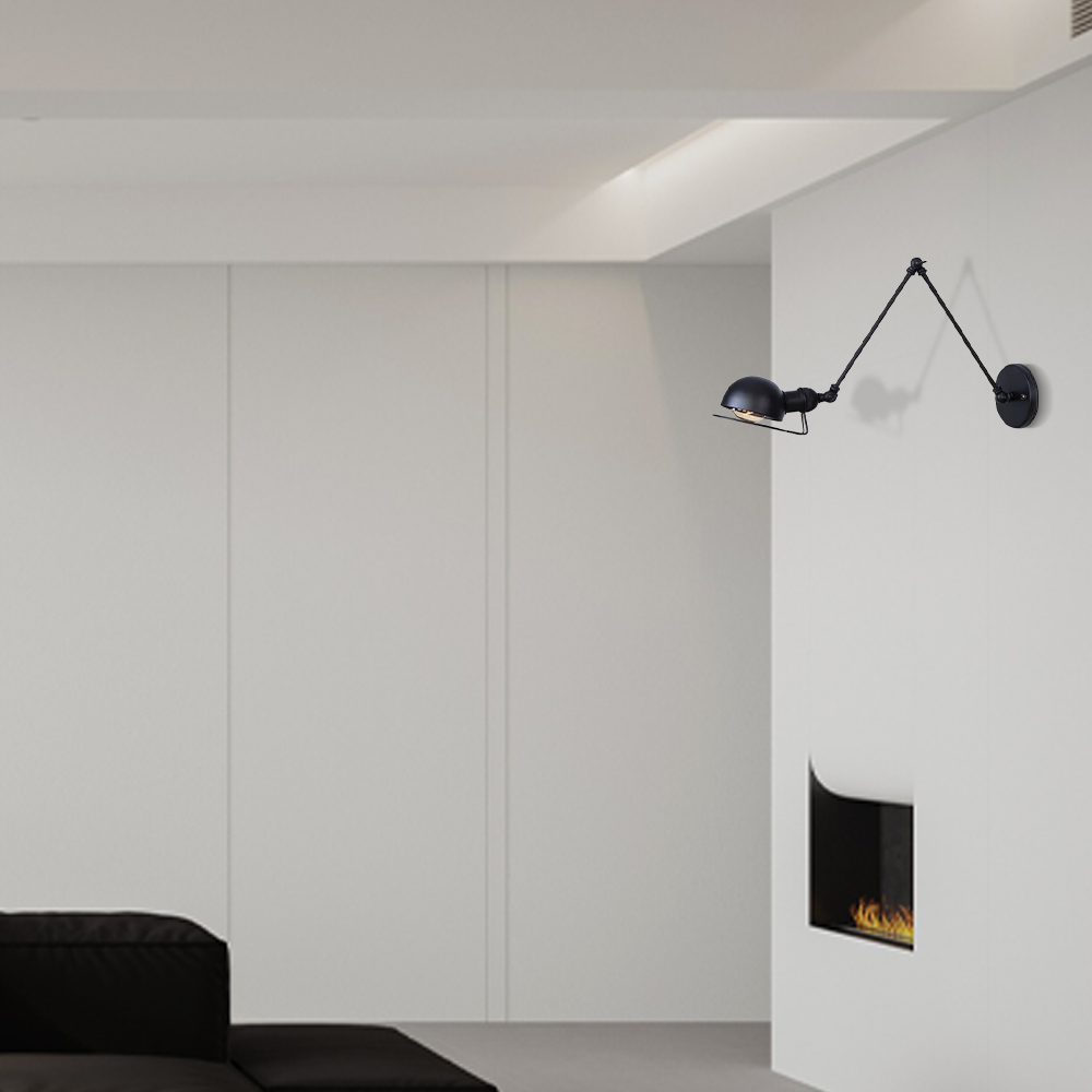 Industriell  Wandleuchte LED Kappenförmig Schwarz Metall Schlafzimmer
