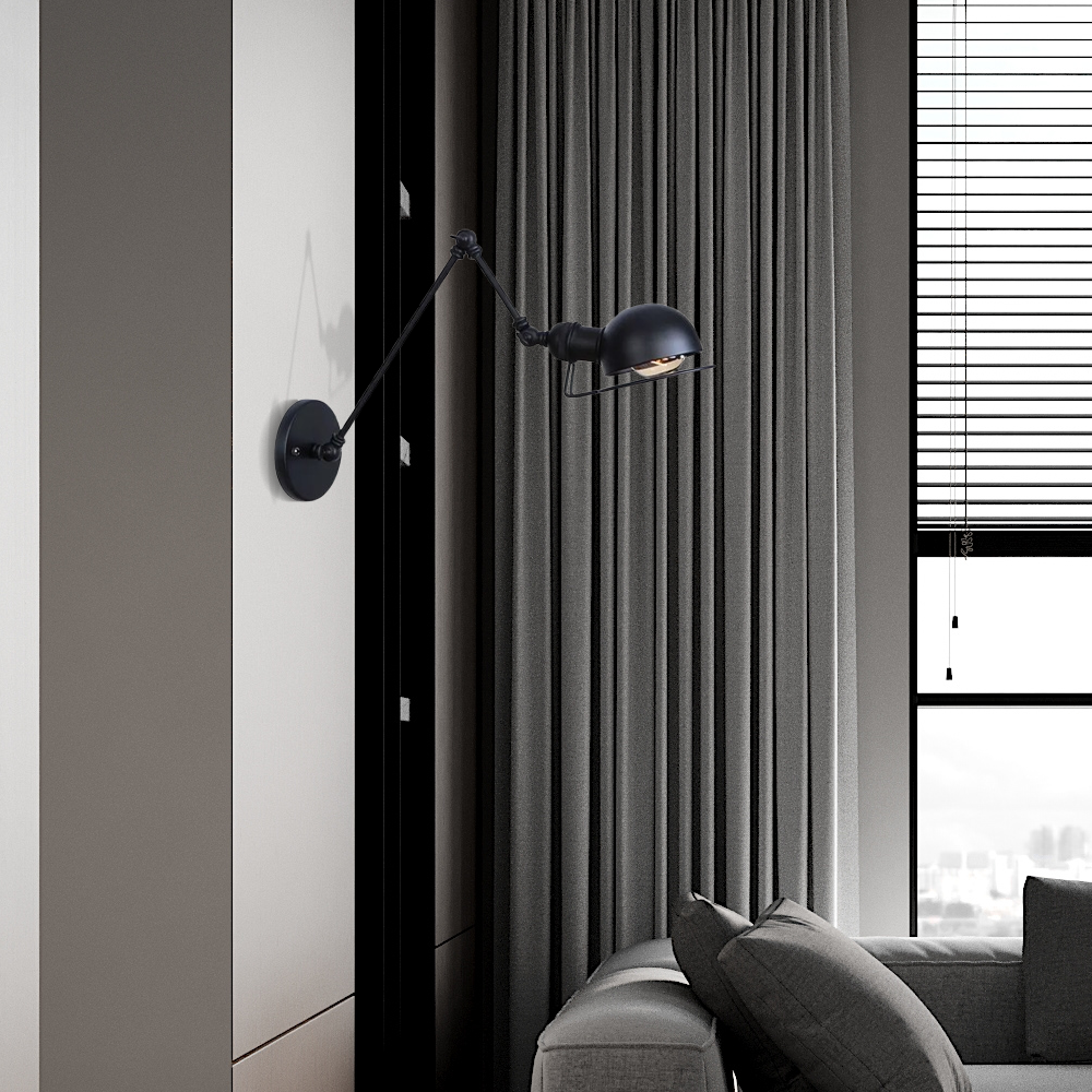 Industriell  Wandleuchte LED Kappenförmig Schwarz Metall Schlafzimmer