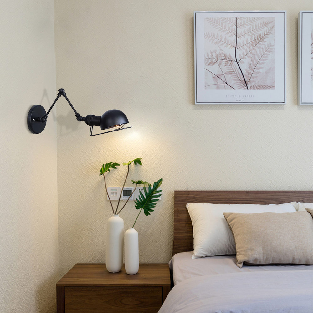 Industriell  Wandleuchte LED Kappenförmig Schwarz Metall Schlafzimmer