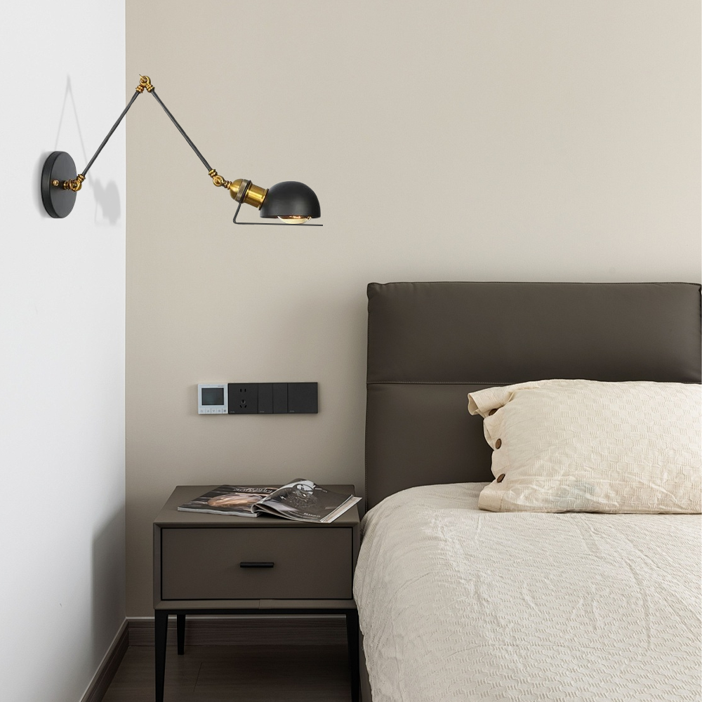 Industriell  Wandleuchte LED Kappenförmig Schwarz Metall Schlafzimmer