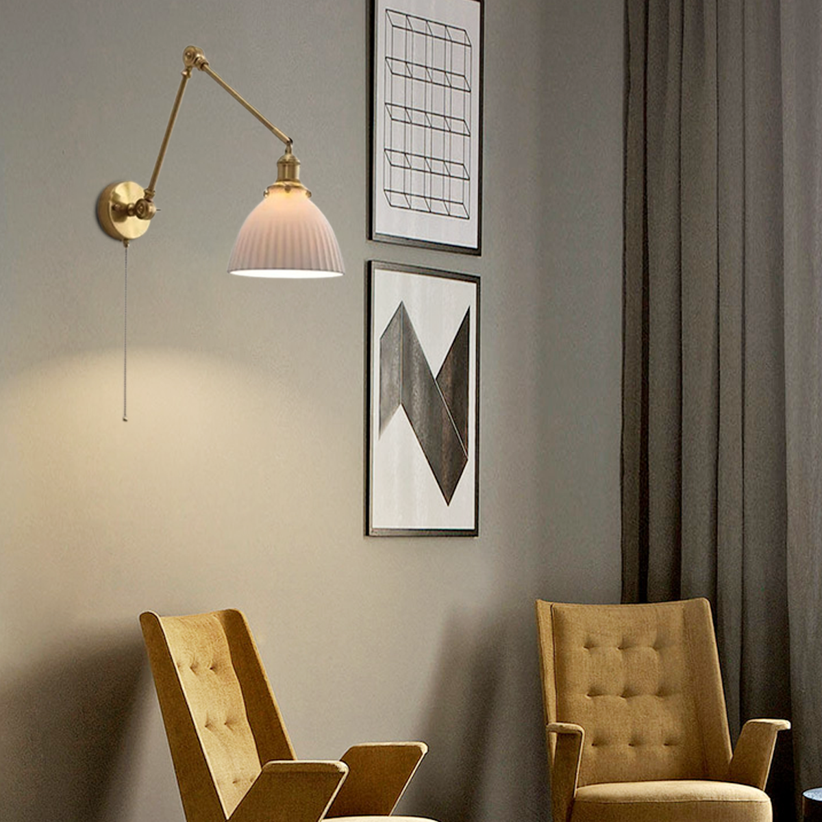 Vintage  Wandlampe LED Geometrischer Weiß Keramik Wohnzimmer