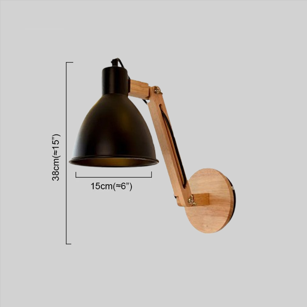 Nordic Wandleuchte LED  Kuppel Schwarz Holz/Metall Wohnzimmer