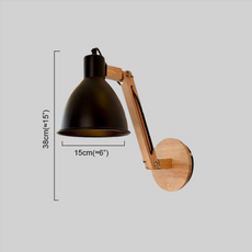 Nordic Wandleuchte LED  Kuppel Schwarz Holz/Metall Wohnzimmer