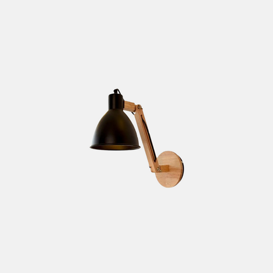 Nordic Wandleuchte LED  Kuppel Schwarz Holz/Metall Wohnzimmer