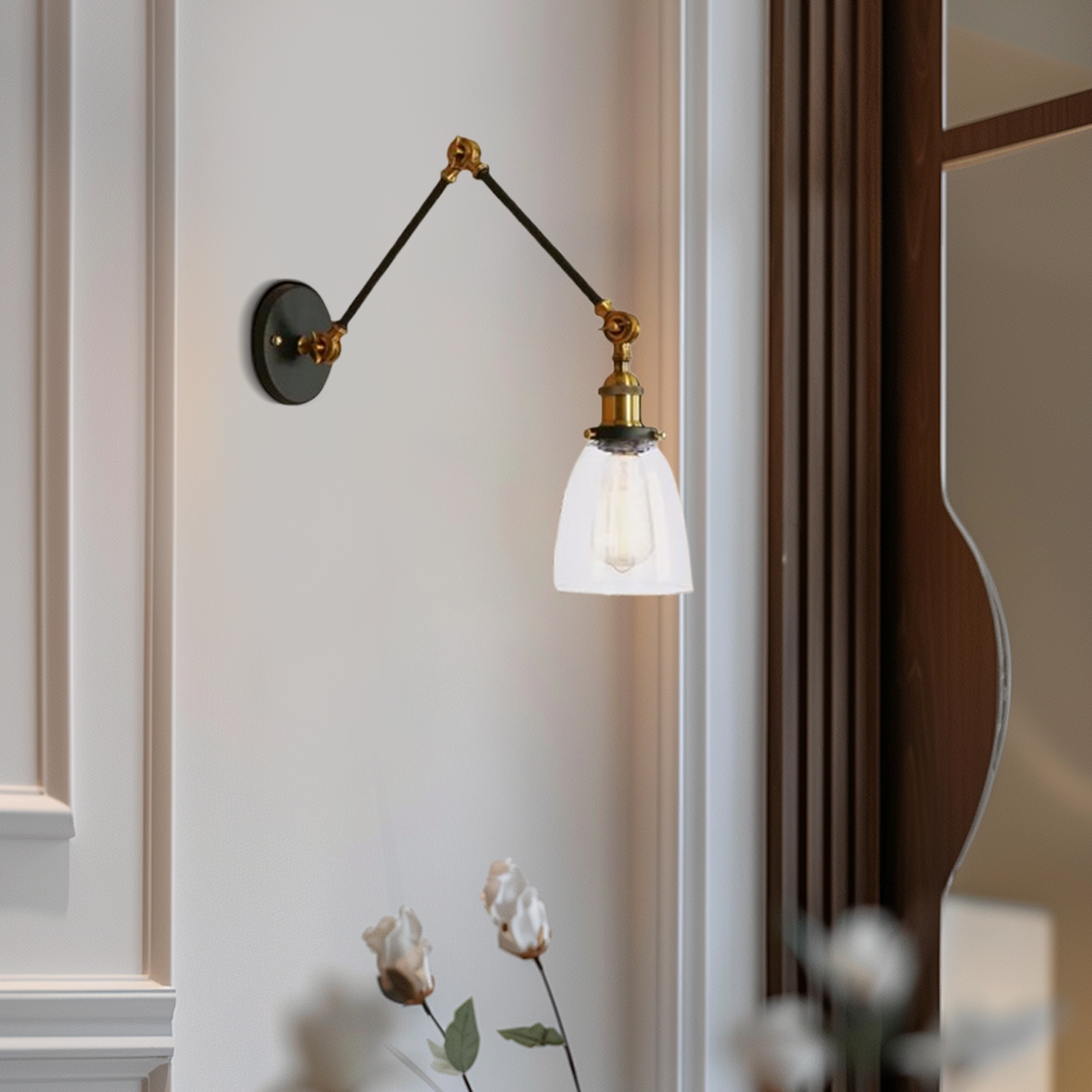 Industrielle Wandleuchte LED Glas/Metall Schlaf/Wohnzimmer