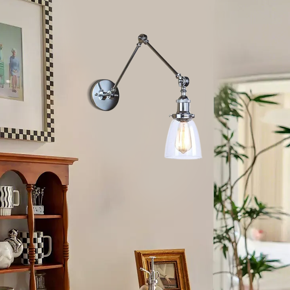 Industrielle Wandleuchte LED Glas/Metall Schlaf/Wohnzimmer