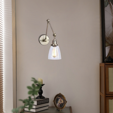 Industrielle Wandleuchte LED Glas/Metall Schlaf/Wohnzimmer