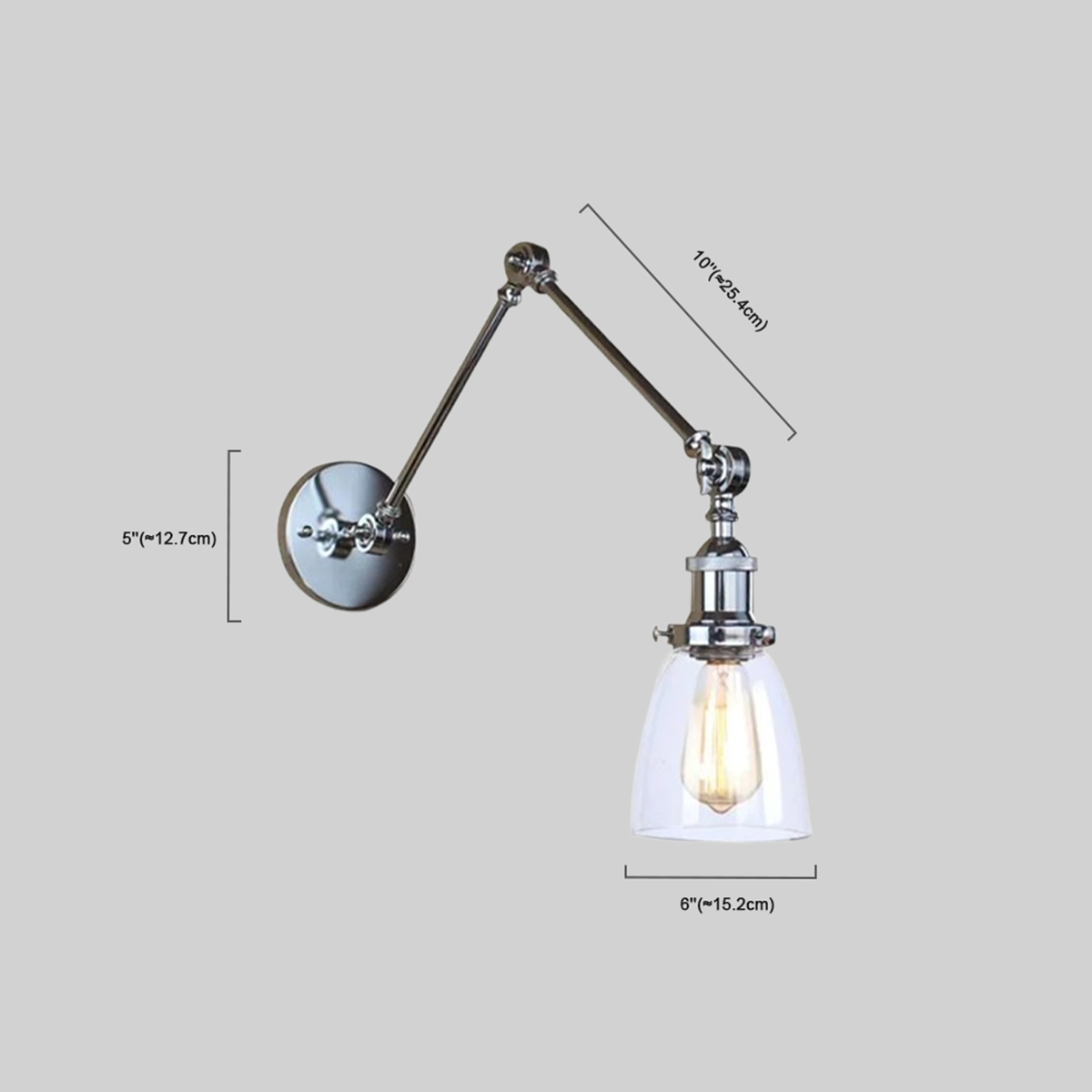 Industrielle Wandleuchte LED Glas/Metall Schlaf/Wohnzimmer