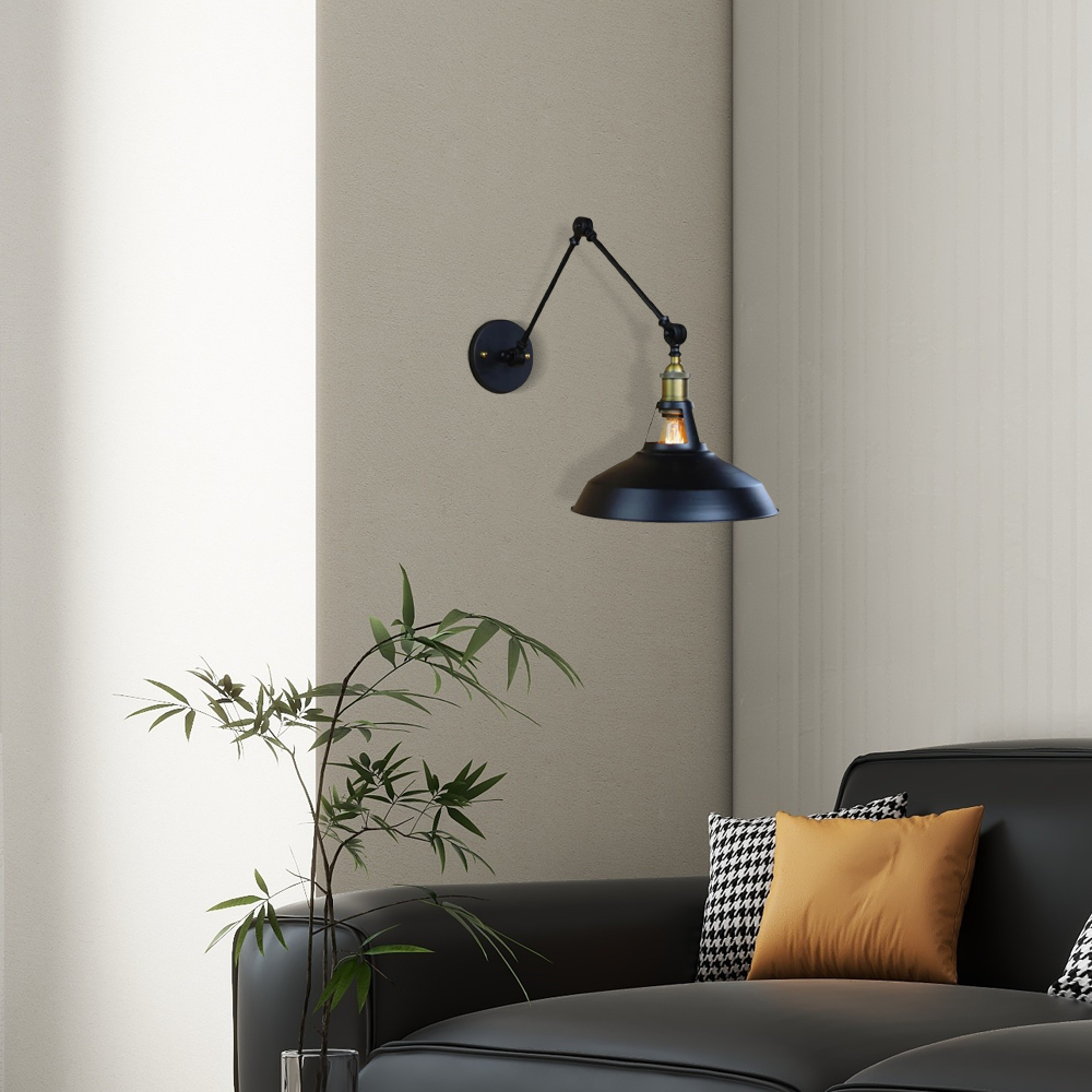 Industriell Wandleuchte LED Kuppel Metall Schwarz Wohnzimmer