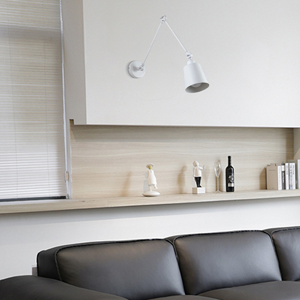 Industriell Wandlampe LED  Kuppel Metall Weiß Wohnzimmer