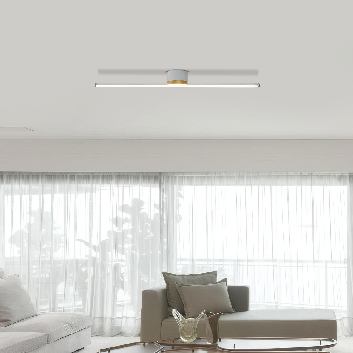 Minimalistische LED-Deckenleuchte in Metall Weiß - perfekte Beleuchtung für Ihr Wohnzimmer-L40cm-A-Abwärtslicht