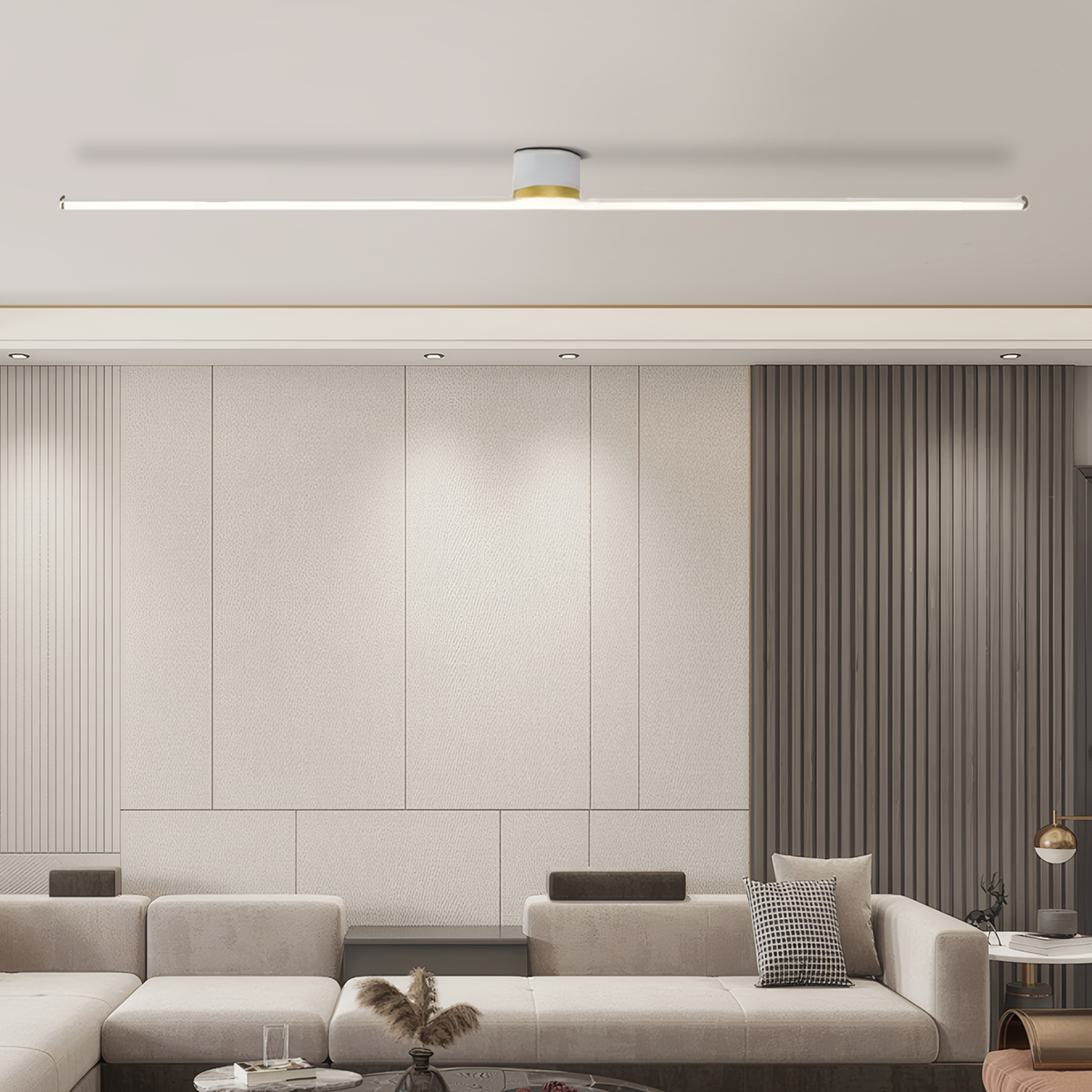Minimalistische LED-Deckenleuchte - verleiht Ihrem Wohnzimmer zeitlose Eleganz und schlichtes Design L121cm-A-Abwärtslicht