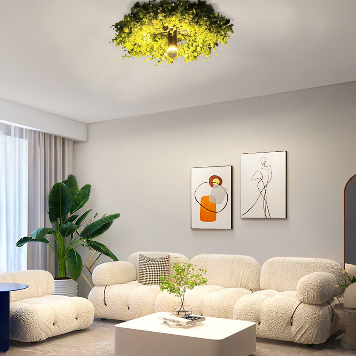 Bauernhaus Deckenleuchte LED Metall Grün Wohnzimmer