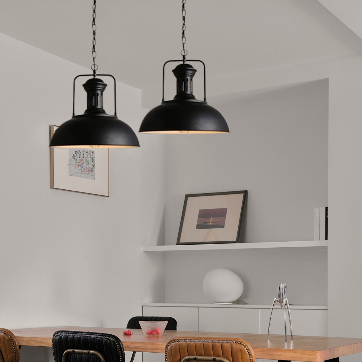 Vintage Pendelleuchte LED  Schwarz Metall Esszimmmer 
