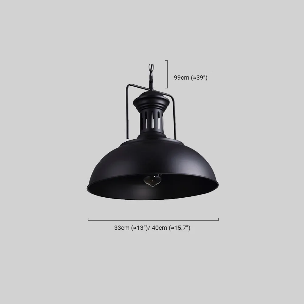 Vintage Pendelleuchte LED  Schwarz Metall Esszimmmer 