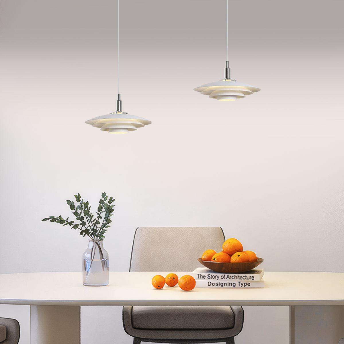 Modern Pendelleuchte LED Frisbee Weiß Metall Esszimmer