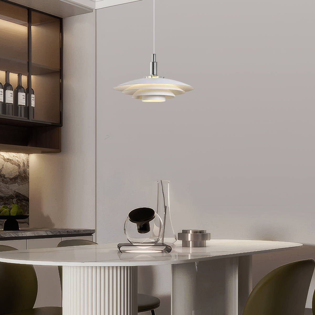 Modern Pendelleuchte LED Frisbee Weiß Metall Esszimmer