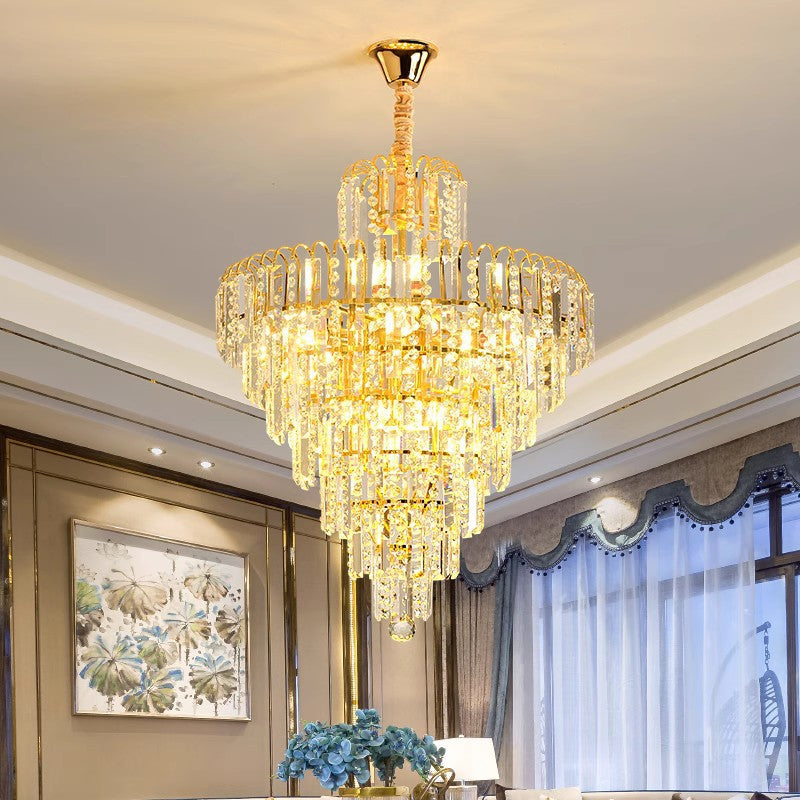 Royal Pendelleuchte Kristall Gold Wohnzimmer