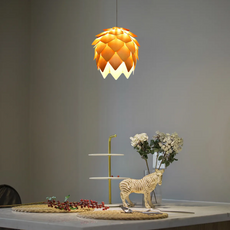 Art Deco Pendelleuchte LED Kiefernzapfenförmig Holz Gelb Esszimmer
