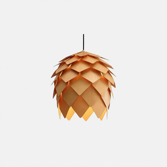 Art Deco Pendelleuchte LED Kiefernzapfenförmig Holz Gelb Esszimmer
