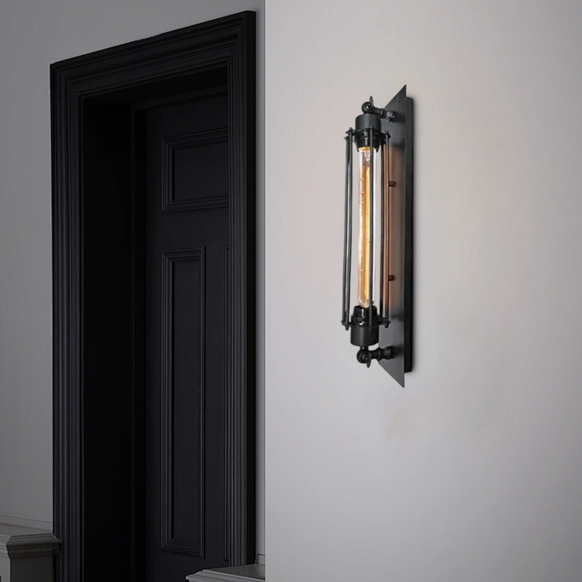 Industrielle Wandleuchte LED Metall Zylinder Schwarz Wohn/Schlafzimmer/Treppenhaus