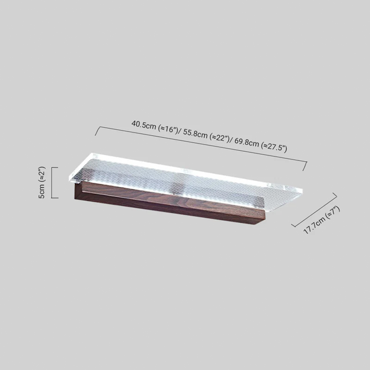Modern Wandleuchte/Spiegelleuchte LED Rechteckig Holz/Glas Klar Badezimmer