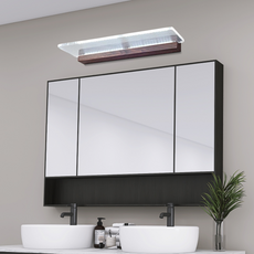 Modern Wandleuchte/Spiegelleuchte LED Rechteckig Holz/Glas Klar Badezimmer