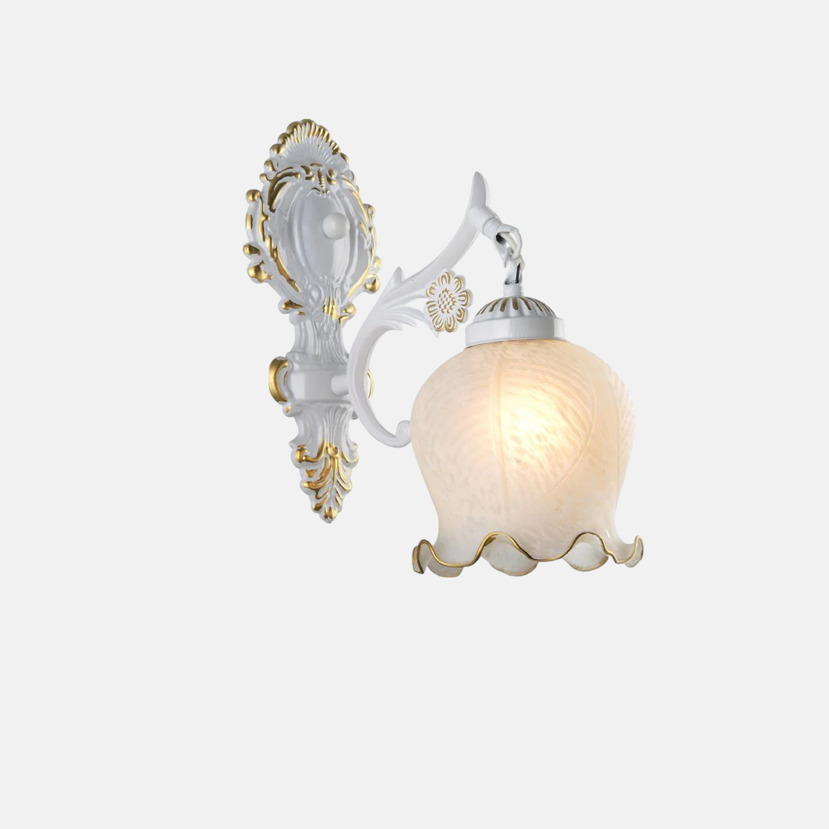 Royal Wandlampe LED Blumen Weiß Glas Schlafzimmer