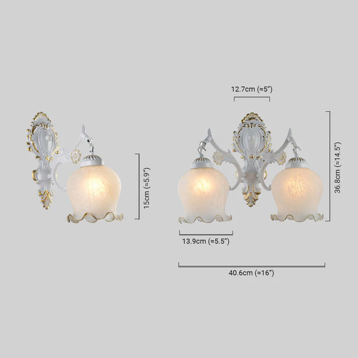 Royal Wandlampe LED Blumen Weiß Glas Schlafzimmer